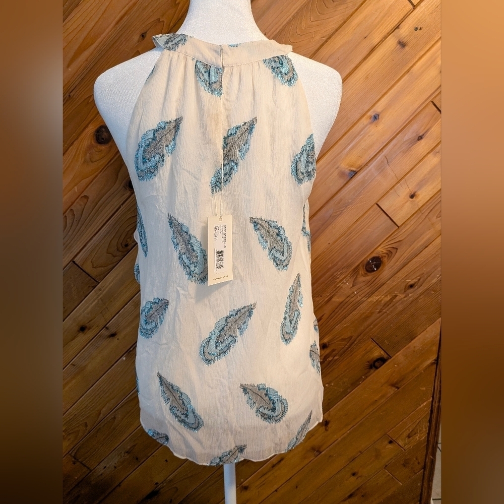 Ramy Brook White and Blue Halter Blouse Size XS - Picture 3 of 7